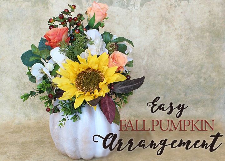 diy easy fall pumpkin arrangement, crafts, gardening, home decor, how to, seasonal holiday decor