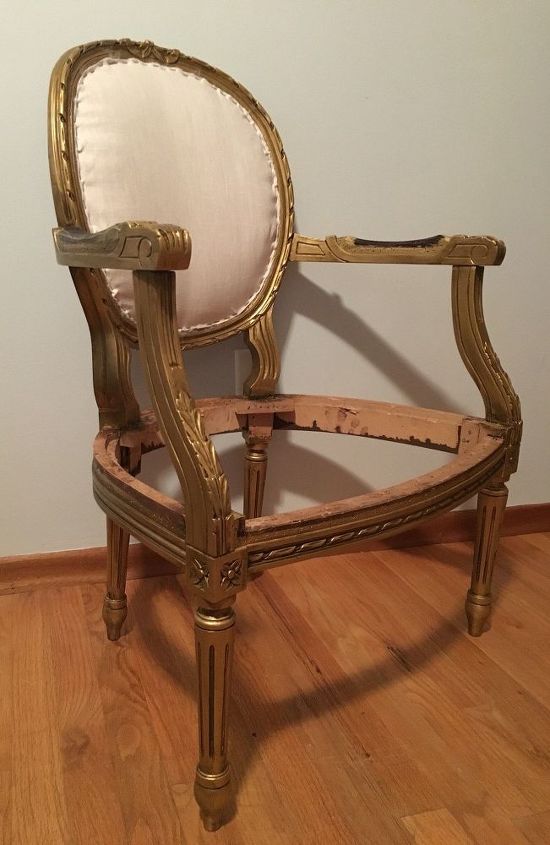 cabriolet parlor chair makeover, painted furniture, reupholstoring, reupholster