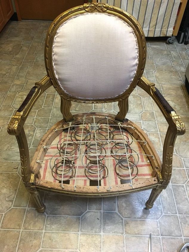 cabriolet parlor chair makeover, painted furniture, reupholstoring, reupholster