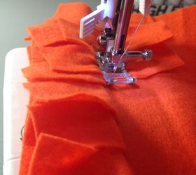 rag pumpkin, crafts, seasonal holiday decor, Sewing down the middle of each strip