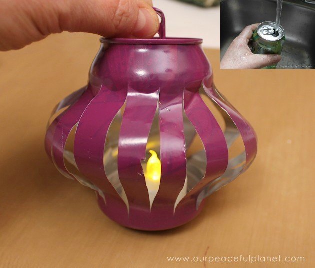 estas ideias de decorao com latas de refrigerante cortadas so perfeitas para a sua, Lanternas chinesas com latas de refrigerante