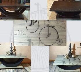 hand stained bicycle penny farthing table stain shading , living room ideas, painted furniture, repurposing upcycling, rustic furniture, urban living