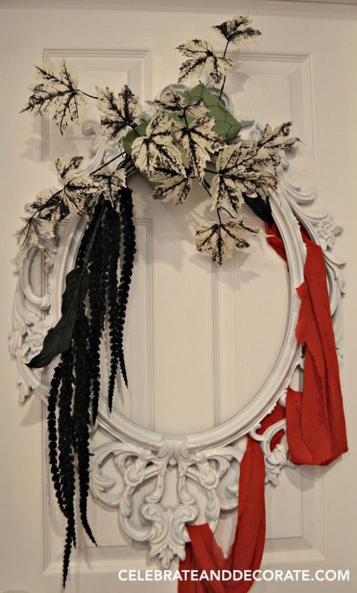 use a picture frame to create this elegant halloween wreath, crafts, halloween decorations, seasonal holiday decor, wreaths