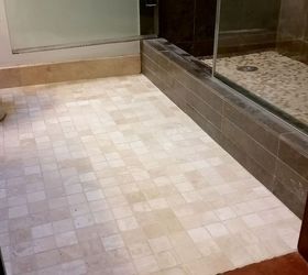 neat swifter hack 4 ingredient diy bathroom tile grout cleaner, bathroom ideas, cleaning tips, tiling, Shining Floors Clean Grout Make me Happy
