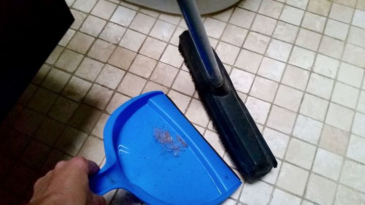 easy grout cleaner and swiffer hack for under 8, Let s Sweep Vacuum First