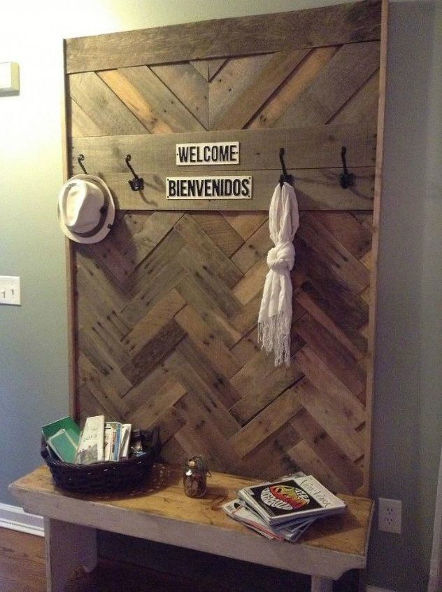 s if your hallway is dark here is what you re missing, foyer, Make an impact with a pallet wood board
