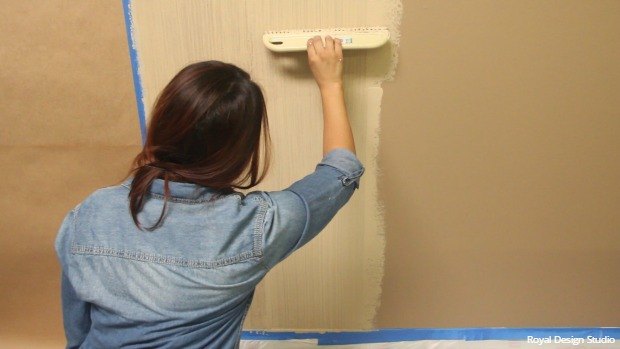 diy stencil tutorial paint a linen fabric wall finish