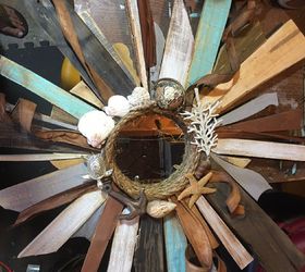 nautical coastal reclaimed wood sunburst mirror, home decor