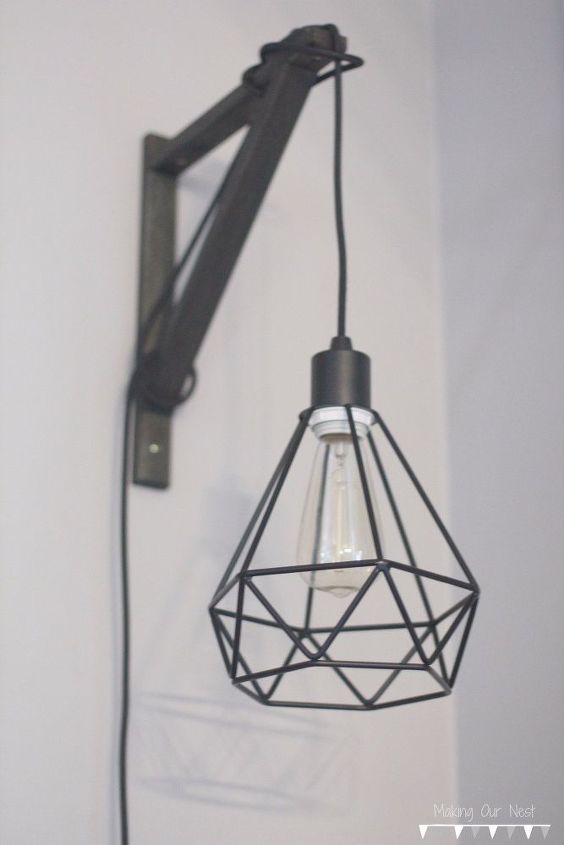 diy industrial sconce, bedroom ideas, chalkboard paint, crafts, home decor, lighting, painted furniture, pallet, woodworking projects