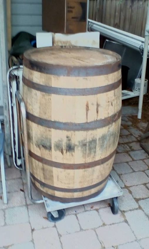 q need ideas for a whiskey barrel table for the pool deck , repurpose furniture, repurposing upcycling, woodworking projects