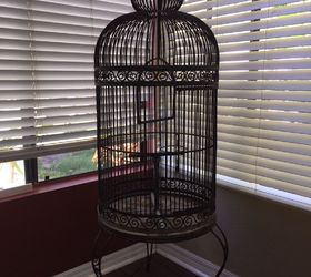 Antique Sliver Look Iron Bird Cage on Stand. 