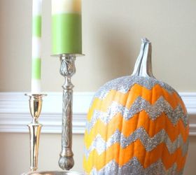 s 13 popular ways to decorate a pumpkin with little or no carving, Paint a sparkly chevron pattern
