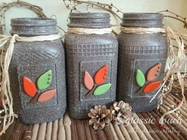 s don t throw out that used jar before you see these countertop ideas, countertops, Add some glass embellishments