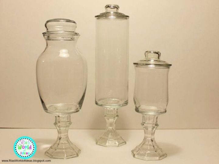 s don t throw out that used jar before you see these countertop ideas, countertops, Glue together your own apothecary jars