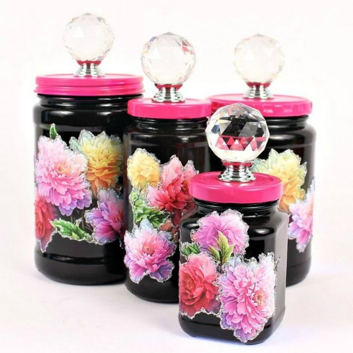 s don t throw out that used jar before you see these countertop ideas, countertops, Decoupage them into ginger jars