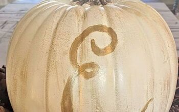 Easy Cream and Gold Monogrammed Pumpkin