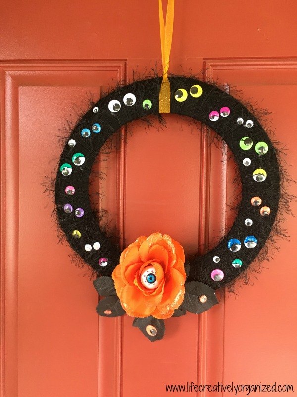 spooky eyeball halloween wreath, crafts, halloween decorations, seasonal holiday decor, wreaths