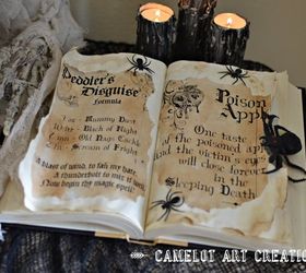 diy spell book, crafts, halloween decorations
