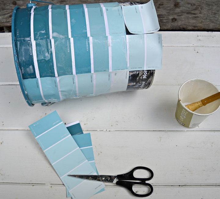 make free storage by upcycling your empty paint cans with paint chips, craft rooms, crafts, fireplaces mantels, repurposing upcycling, storage ideas