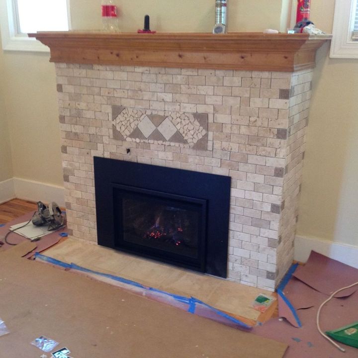 new face for an old fireplace, fireplaces mantels, Gas Fireplace insert