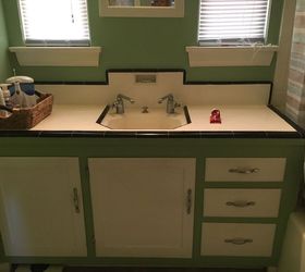 q help with bathroom vanity n sink, bathroom ideas, Want to restore or replace Need new sink n faucet cuz it leaks n over 85 yrs old Ideas