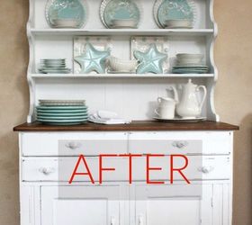s 8 hutch makeovers we can t stop looking at, painted furniture, After A beach cottage hutch