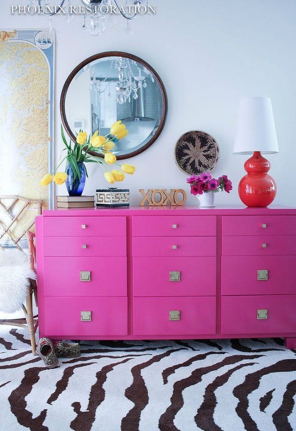s i hate pink but these makeovers changed my mind , This bright pink dresser that grabs attention