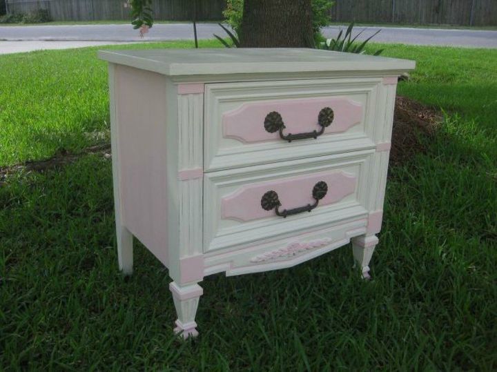 s i hate pink but these makeovers changed my mind , This white nightstand with pink accents