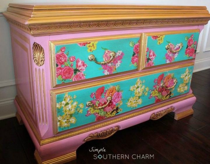 s i hate pink but these makeovers changed my mind , This floral dresser with all kinds of pink