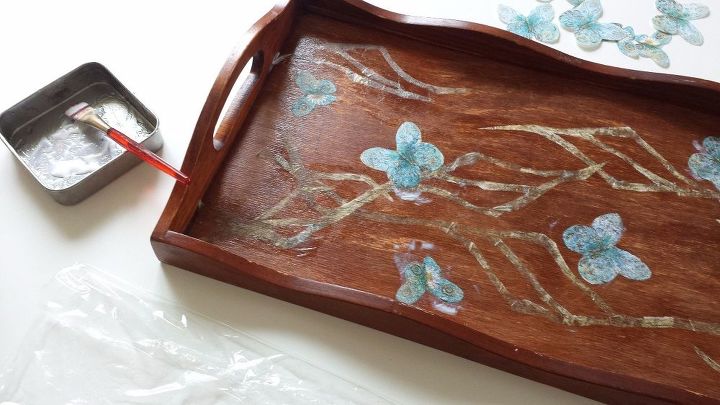 decoupage on a wooden tray, cleaning tips, decoupage, gardening, home decor, home maintenance repairs, how to, painted furniture, pets animals, ponds water features, repurposing upcycling