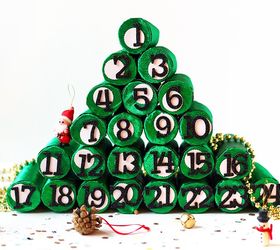 diy advent christmas tree using paper rolls, christmas decorations, crafts, how to, repurposing upcycling