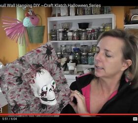 diy dollar store skull wall hanging craft klatch halloween series, crafts, halloween decorations, seasonal holiday decor