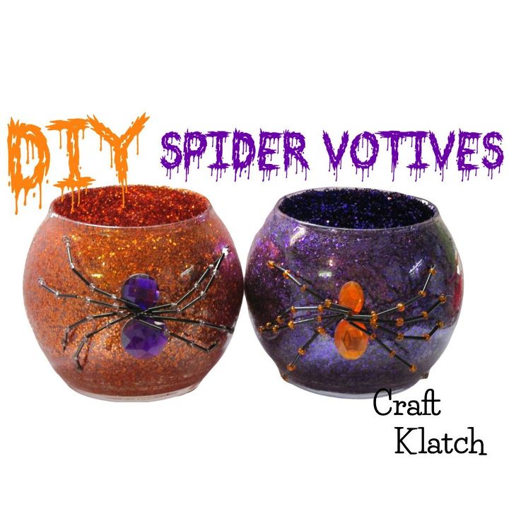diy dollar store halloween glitter spider votives craft project, crafts, halloween decorations, pest control, seasonal holiday decor