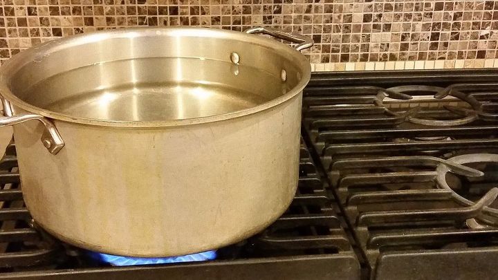 no rub magic diy cleaner degreaser for your kitchen hood, Let s start by adding water to the pot