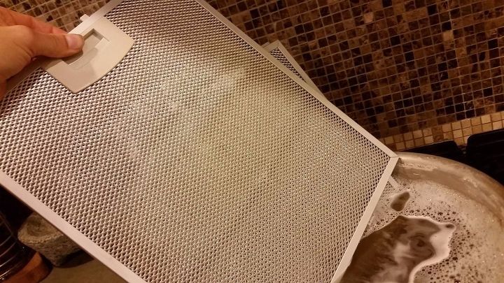 diy no rub magic cleaner degreaser for your kitchen hood, cleaning tips, kitchen design, Keep going with filter 2 3 till you re done