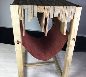 scrap wood table with leather sling, repurposing upcycling, woodworking projects
