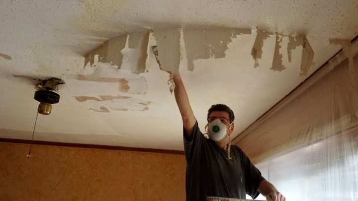 dining room project remove popcorn ceiling home improvement how to painting