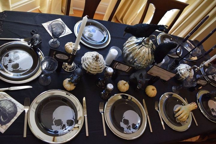 a very scary halloween table , halloween decorations, painted furniture, seasonal holiday decor