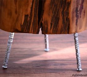 how to make a tree stump side table with diy legs, how to, painted furniture, repurposing upcycling, rustic furniture, woodworking projects