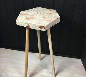 copper leaf cement side table, concrete masonry, home decor, painted furniture