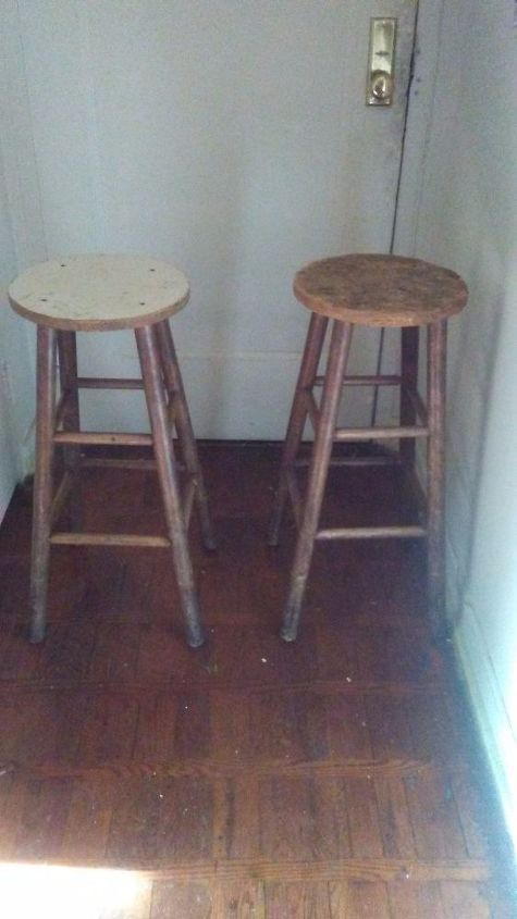 q how can i make these2 stools beautiful and unique , painting wood furniture, Two stools I found Ive been holding on to them for a while Now I have some time on my hands Id like to show them some love