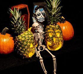 pineapple jack o lantern, halloween decorations, outdoor living