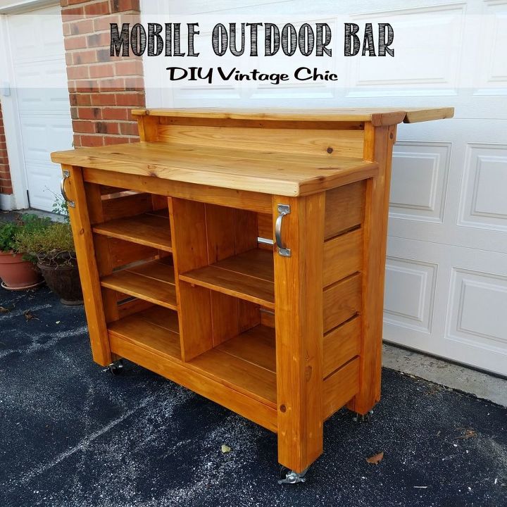 diy mobile outdoor bar, outdoor furniture, outdoor living, woodworking projects