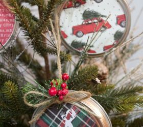diy mason jar lid christmas ornaments, christmas decorations, crafts, mason jars, seasonal holiday decor