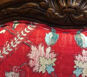 update of a classic bergere chair, Close up of turned under edges that were stap
