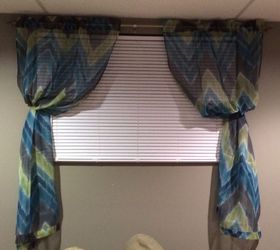 q basement window , basement ideas, window treatments, windows, I actually like the print of the curtain but hate them hanging like this