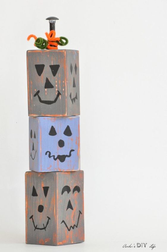 diy distressed stackable wood pumpkins, cleaning tips, concrete masonry, home decor, shabby chic
