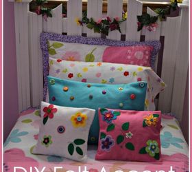 diy felt accent pillows, bedroom ideas, crafts, gardening, home decor, repurposing upcycling