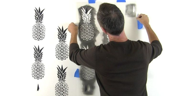 papel de parede de abacaxi usando estncil de abacaxi