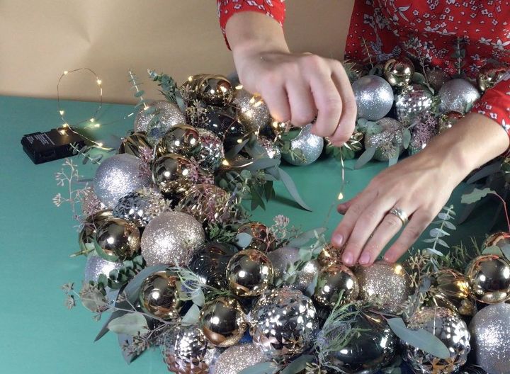 ornament wreath, christmas decorations, crafts, home decor, lighting, seasonal holiday decor, wreaths